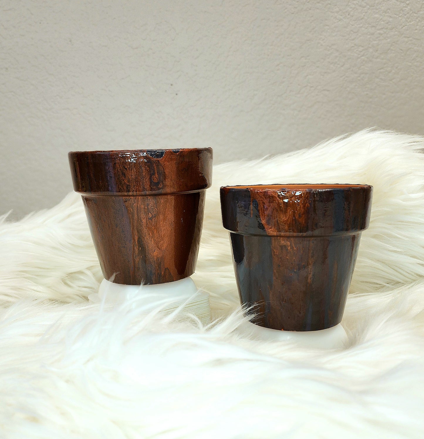 (Navy, Copper, and dark purple) terracotta pot