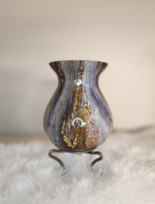 (White, Navy, Brown, Orange,*with gold flake) Acrylic Fluid Art Vase