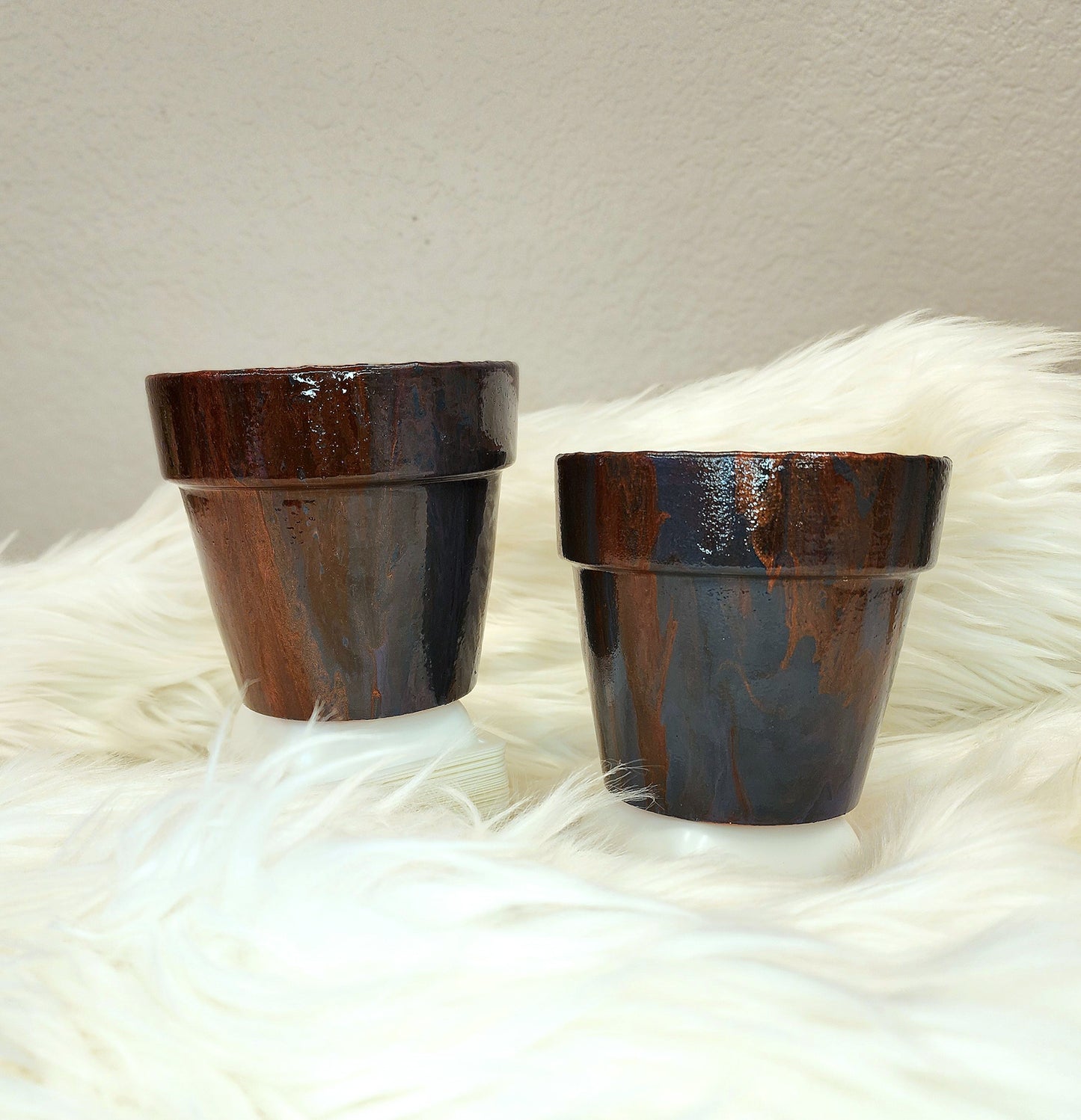 (Navy, Copper, and dark purple) terracotta pot