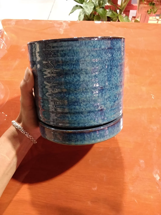 6" Blue Ceramic Pot
